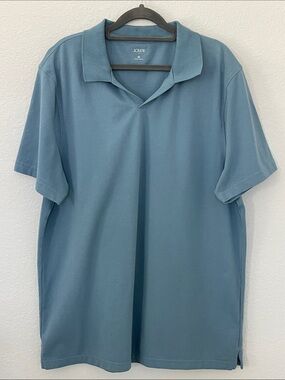 J.Crew Men's XL Blue Stretch Cotton Polo Shirt Short Sleeve Casual Classic